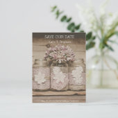 Rustieke Wedding Lace Jars SAVE THE DATE Briefkaar Aankondigingskaart (Staand voorkant)
