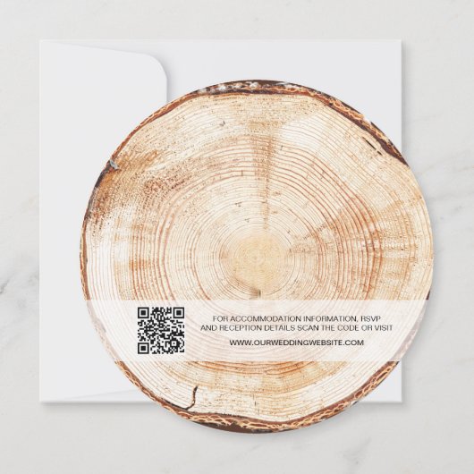 Rustieke Wedding Wood Bark Grain QR Code Details Kaart (Achterkant)