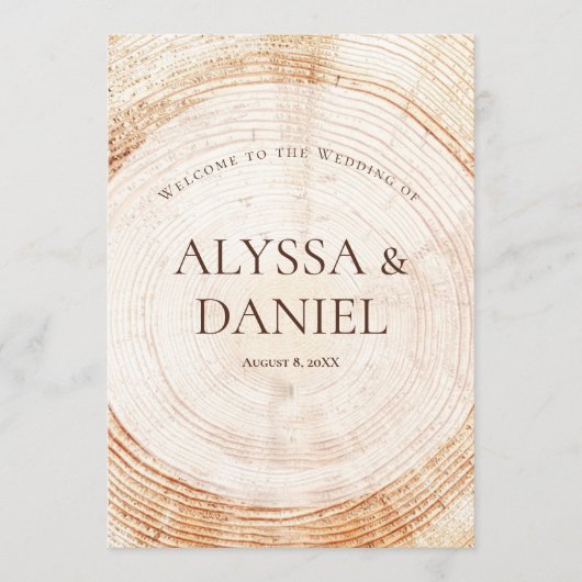 Rustieke Wedding.wood boomschors Custom Program Programmakaart (Voorkant)