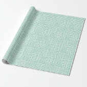 Rustieke Weefpatroon Moderne Aqua Blauw Cadeaupapier (Uitgerold)
