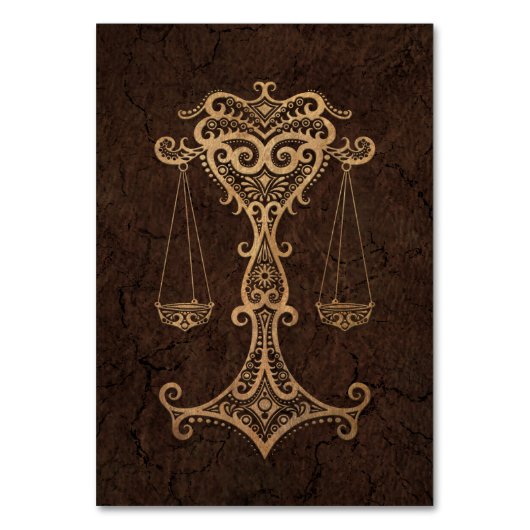 Rustieke Weegschaal Zodiac Sign on Stone Effect Kaart (Voorkant)