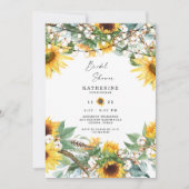 Rustieke weelderige zonnebloem boeket slingerlicht kaart (Voorkant)