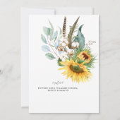 Rustieke weelderige zonnebloem boeket slingerlicht kaart (Achterkant)