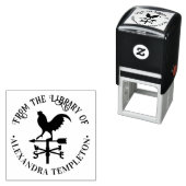 Rustieke Weervane #3 ronde bibliotheek Boek Naam Zelfinktende Stempel (In situ)