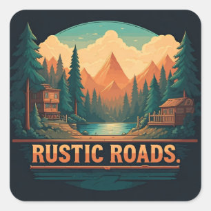 Rustieke wegen vierkante sticker