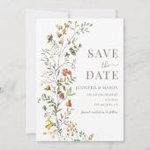 Rustieke weide bloem krans opslaan van de datum kaart (Voorkant)