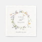 Rustieke weide bloemenkrans vlinder bruiloft servet (Voorkant)