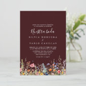 Rustieke Weide Botanische Nuestra Boda Bruiloft Kaart (Staand voorkant)