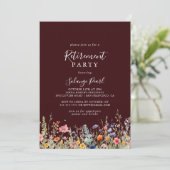 Rustieke weide botanische pensioneringsfeest kaart (Staand voorkant)