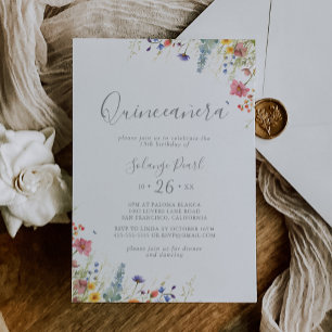 Rustieke weide botanische Quinceañera Kaart