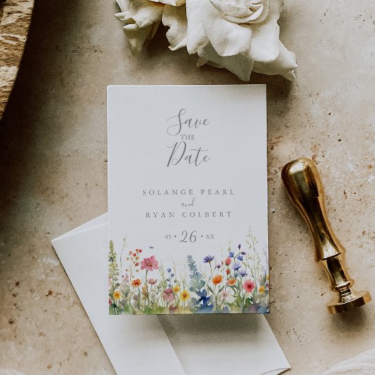 Rustieke weide botanische save the date briefkaart