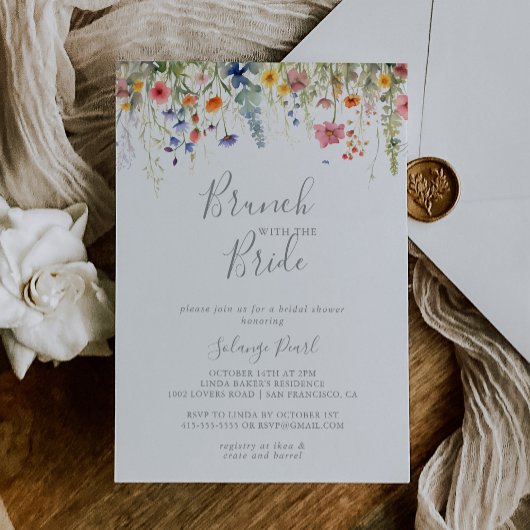 Rustieke weide brunch met de bruidsshower kaart