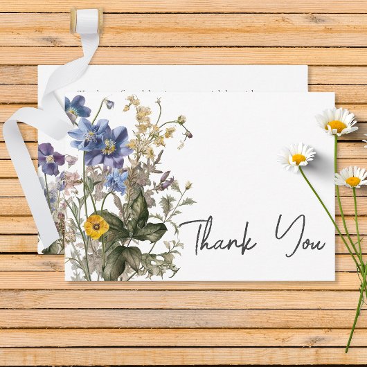 Rustieke weide Wildbloemen Paarse Waterverf Bedankkaart