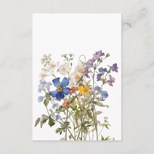 Rustieke weide Wildbloemen Paarse Waterverf Informatiekaartje (Achterkant)