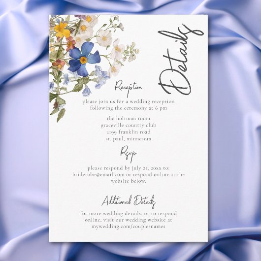 Rustieke weide Wildbloemen Paarse Waterverf Informatiekaartje