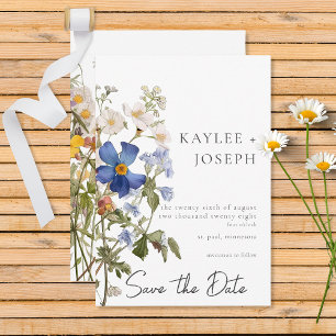 Rustieke weide Wildbloemen Paarse Waterverf Save The Date