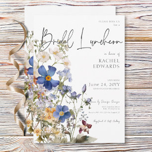 Rustieke weide Wildbloemen Waterverf bruids lunch Kaart