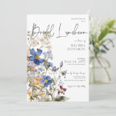 Rustieke weide Wildbloemen Waterverf bruids lunch Kaart (Staand voorkant)