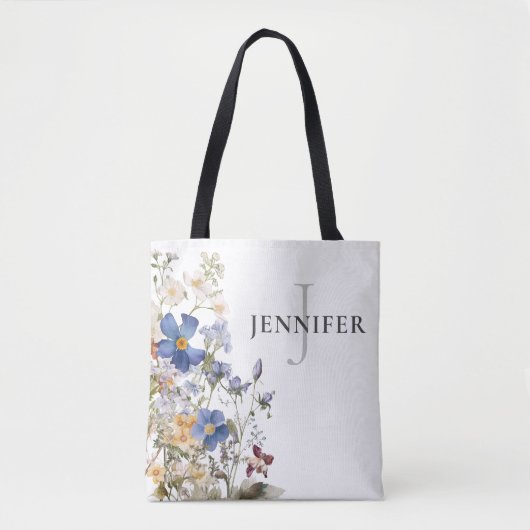 Rustieke Weidebloemen Monogram Tote Bag (Voorkant)