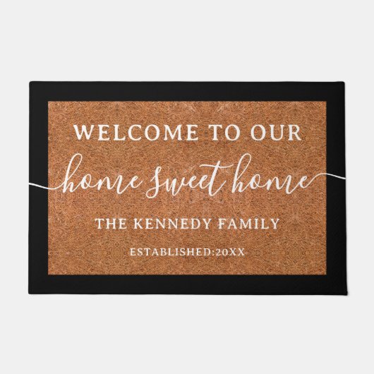 Rustieke Welkom Home Sweet Home Familienaam Deurmat (Voorkant)