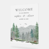 Rustieke Welkom Waterverf Woodland Green Forest Acryl Bord (Hoek)