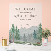 Rustieke Welkom Waterverf Woodland Green Forest Acryl Bord (Huwelijk)