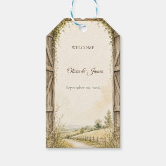 Rustieke welkomst-huwelijkscadeautag cadeaulabel