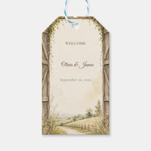 Rustieke welkomst-huwelijkscadeautag cadeaulabel (Voorkant)
