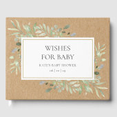 Rustieke wensen voor Baby Greenery Waterverf Douch Gastenboek (Voorkant)