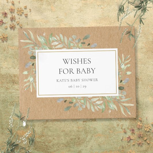 Rustieke wensen voor Baby Greenery Waterverf Douch Gastenboek
