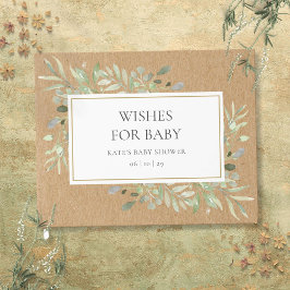 Rustieke wensen voor baby groen watercolor shower gastenboek
