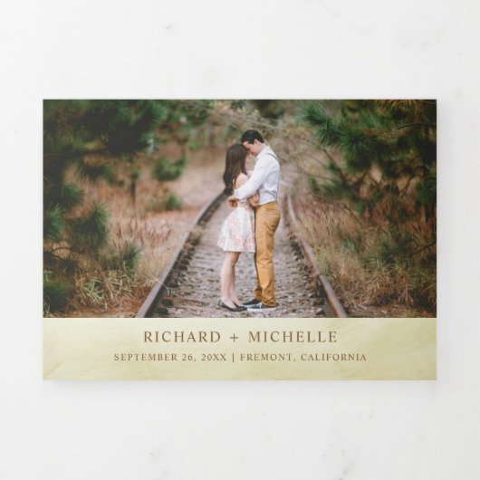 rustieke Wereldkaart Alles in een bruiloft Drieluik Uitnodiging (Cover)