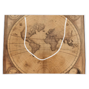 Rustieke  Wereldkaart Wereldbol (2) Groot Cadeauzakje