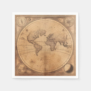 Rustieke  Wereldkaart Wereldbol (2) Servet