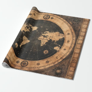 Rustieke  Wereldkaart Wereldbol (4) Cadeaupapier