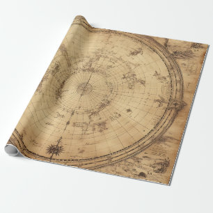 Rustieke Wereldkaart Wereldbol (4) Cadeaupapier