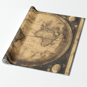Rustieke  Wereldkaart Wereldbol (6) Cadeaupapier