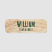 Rustieke werknemer Woodgrain Green Company persone Naamplaatje (Voorkant)