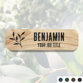Rustieke Werknemersnaam Woodgrain Black Personeel  Naamplaatje