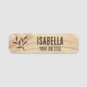 Rustieke Werknemersnaam Woodgrain Brown Personeel  Naamplaatje (Voorkant)