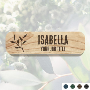 Rustieke Werknemersnaam Woodgrain Brown Personeel Naamplaatje