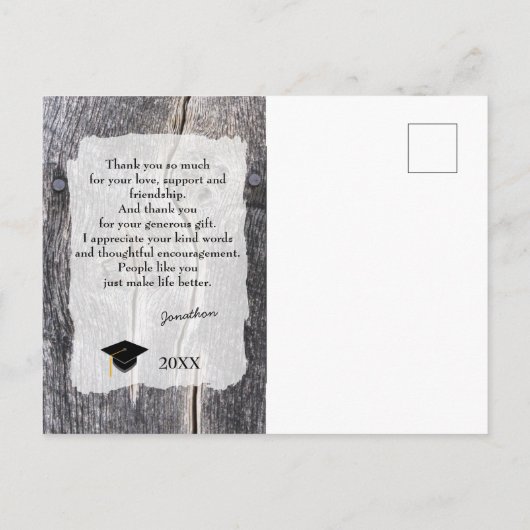 Rustieke Western Afstudeer Dank Je Briefkaart (Achterkant)