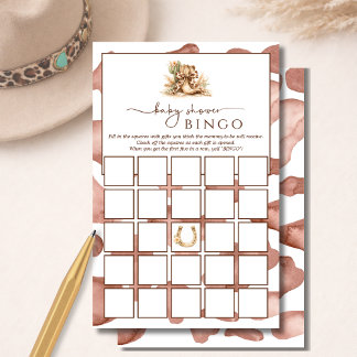 Rustieke Western Baby Shower Bingo Activiteit Spel