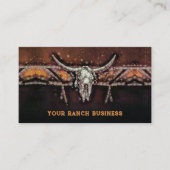 Rustieke Western Bull Koe schedel Sinaasappel Brui Visitekaartje (Voorkant)