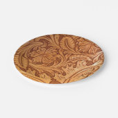 rustieke western country cowboy bewerkt leer papieren bordje (Gekanteld)