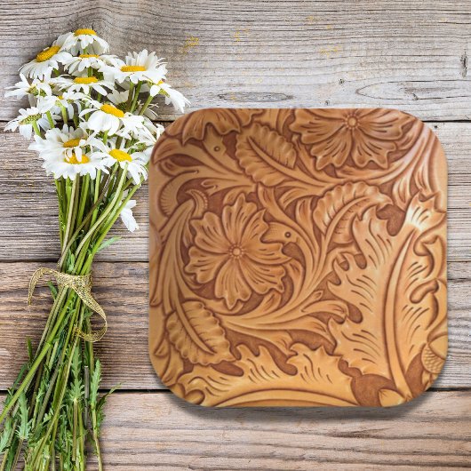 rustieke western country cowboy bewerkt leer papieren bordje