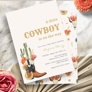 Rustieke Western Cowboy Baby Shower Kaart