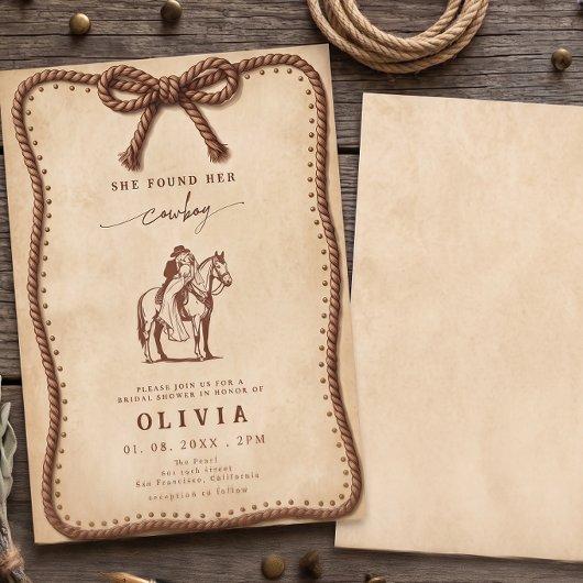 Rustieke Western Cowboy Paard Bruiloftsfeest Kaart