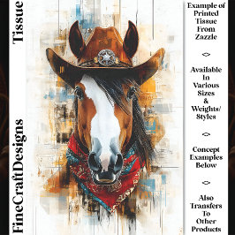 Rustieke Western Cowboy Paard Portret DE2 Découpag Tissuepapier