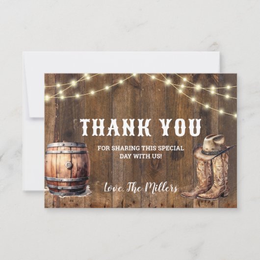 Rustieke Western Cowboylaarzen Bedanktkaart  Bedankkaart (Voorkant)